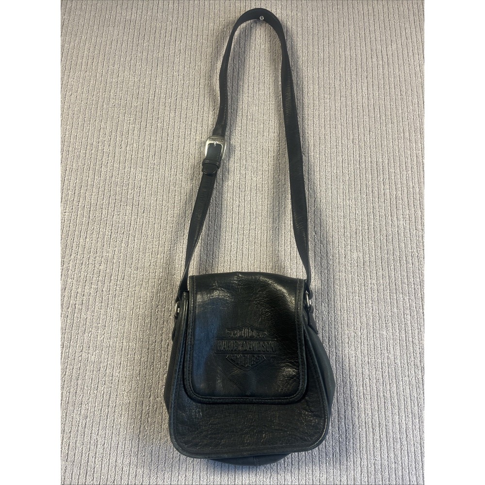 Harley Davidson Handbag Genuine Leather Black Crossbody Shoulder Purse Women's